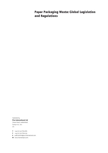 Paper Packaging Waste : Global Legislation and Regulations