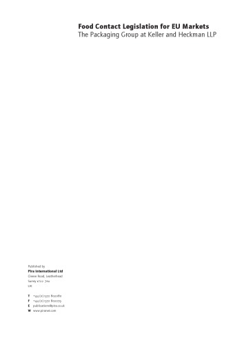 Food Contact Legislation for EU Markets