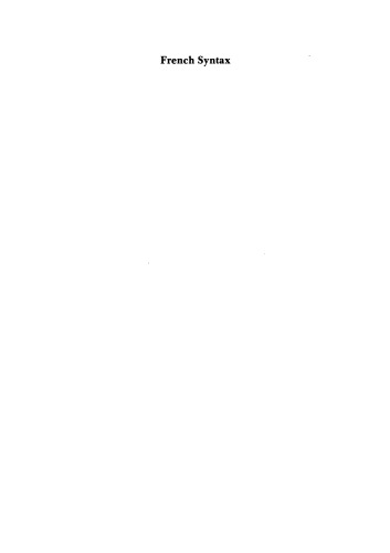 French Syntax: The Transformational Cycle