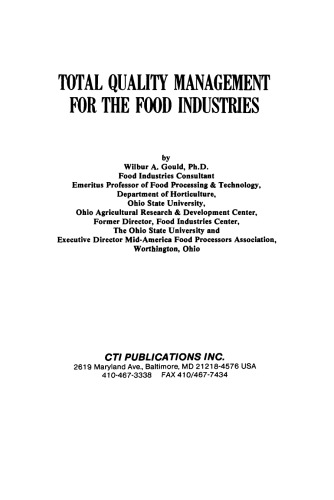 Total quality management for the food industries