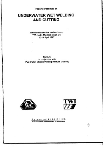 Underwater wet welding and cutting