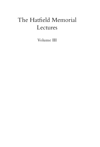 The Hatfield Memorial Lectures