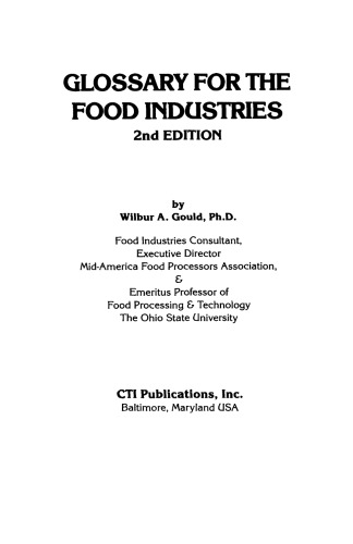 Glossary for the Food Industries