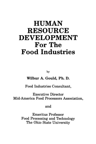 Human Resource Development. For the Food Industries