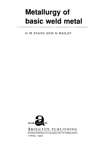 Metallurgy of Basic Weld Metal