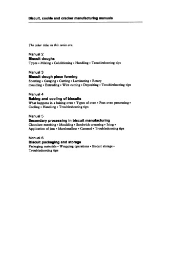 Biscuit, Cookie and Cracker Manufacturing Manuals. Manual 1: Ingredients