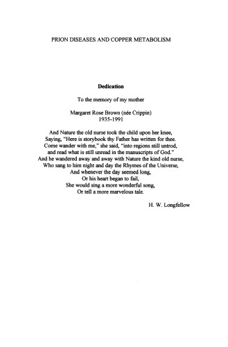 Prion Diseases and Copper Metabolism. Bse, Scrapie and Cjd Research