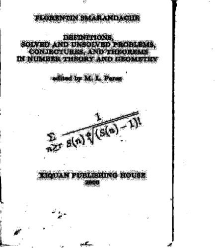 Definitions, theorems, solved and unsolved problems in number theory and geometry