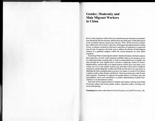 Gender, Modernity and Male Migrant Workers in China: Becoming a 'Modern' Man