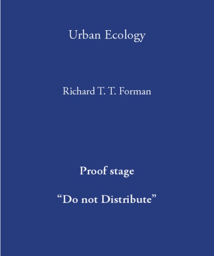 Urban Ecology: Science of Cities