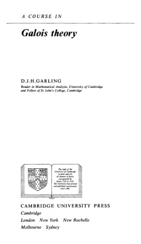 A course in Galois theory