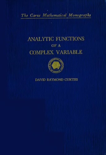 Analytic functions of a complex variable