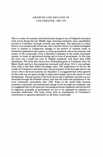 Growth and Decline in Colchester, 1300-1525