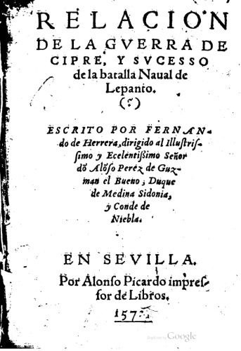Relación de la guerra de Chipre y la batalla naval de Lepanto