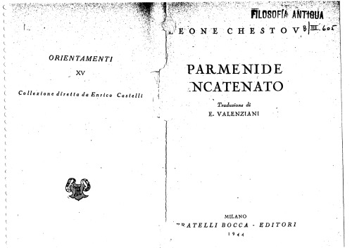 Parmenide incatenato