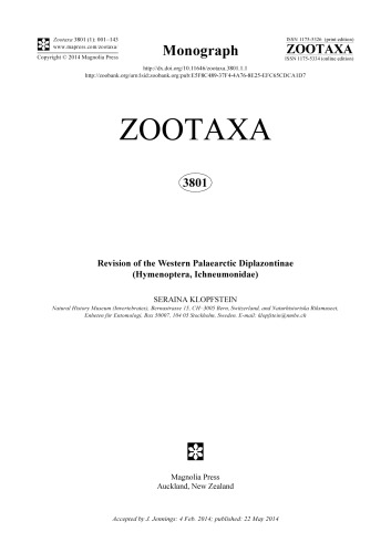 Revision of the Western Palaearctic Diplazontinae (Hymenoptera, Ichneumonidae)