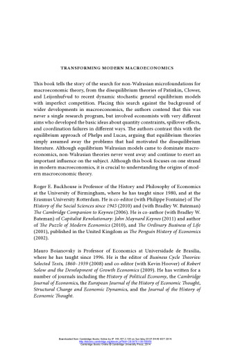 Transforming Modern Macroeconomics: Exploring Disequilibrium Microfoundations, 1956–2003