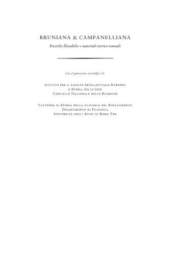 Bruniana e Campanelliana - XV 2 2009