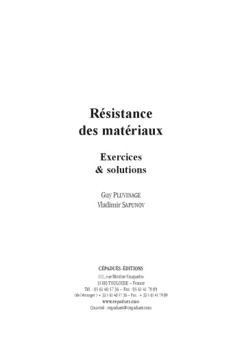 Résistance des matériaux : exercices & [et] solutions