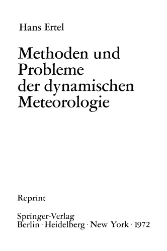 Methoden und Probleme der Dynamischen Meteorologie