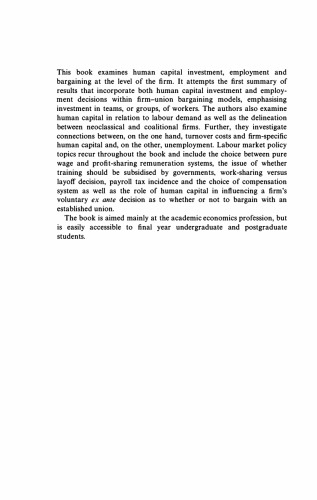 Human Capital, Employment and Bargaining