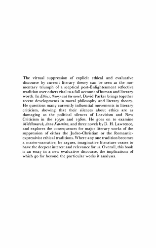 Ethics, Theory and the Novel