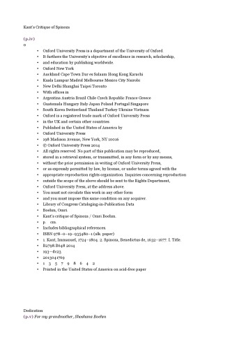 Kant's Critique of Spinoza