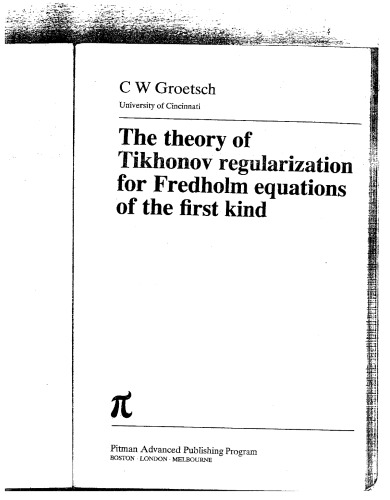 Theory of Tikhonov Regularization for Fredholm Equations of the First Kind