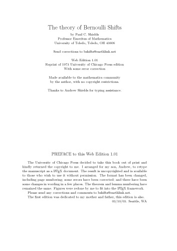 The Theory of Bernoulli Shifts