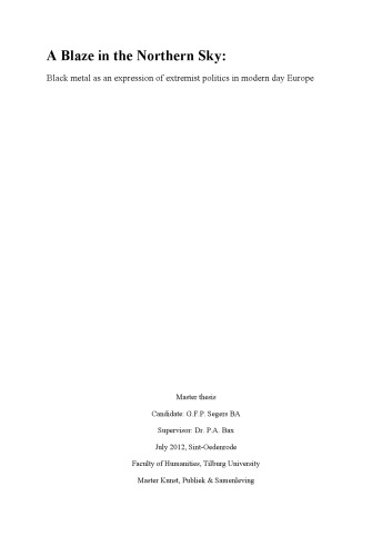 A Blaze in the Northern Sky: Black Metal as an Expression of Extremist Politics in Modern Day Europe