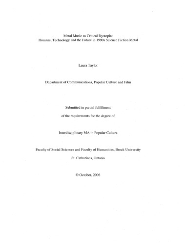 Metal Music as Critical Dystopia:Humans,Technology and the Future in 1990s Science Fiction Metal