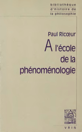 A L'ecole De La Phenomenologie
