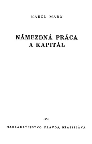 Námezdná práca a kapitál