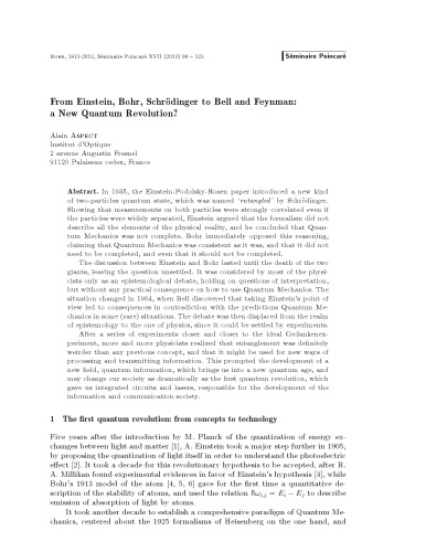 From Einstein, Bohr, Schrödinger to Bohr and Feynman. A New Quantum Revolution