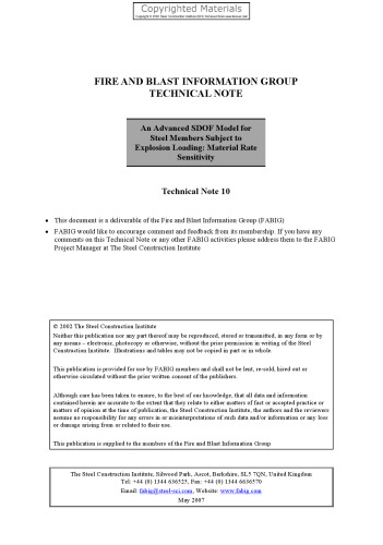 Advanced SDOF Model for Steel Members Subject to Explosion Loading: Material Rate Sensitivity