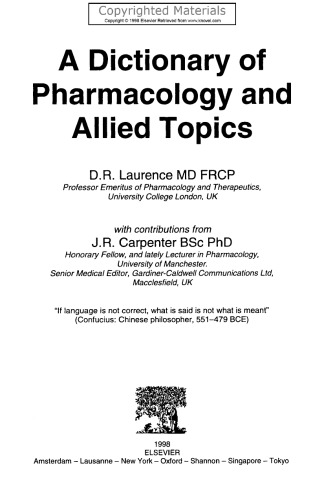 Dictionary of Pharmacology and Allied Topics