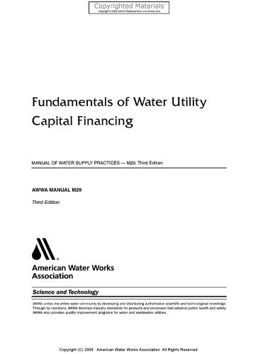 Fundamentals of Water Utility Capital Financing - Manual of Water Supply Practices, M29