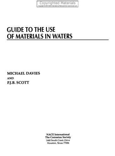 Guide to the Use of Materials in Waters