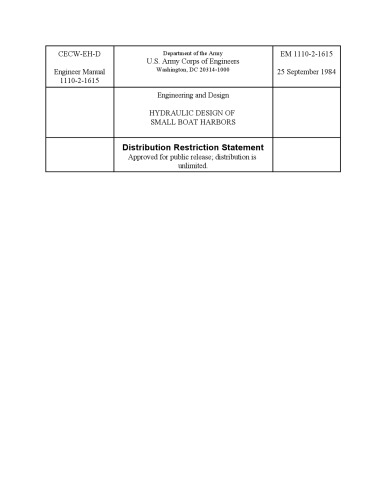 Hydraulic Design of Small Boat Harbors - Engineering and Design