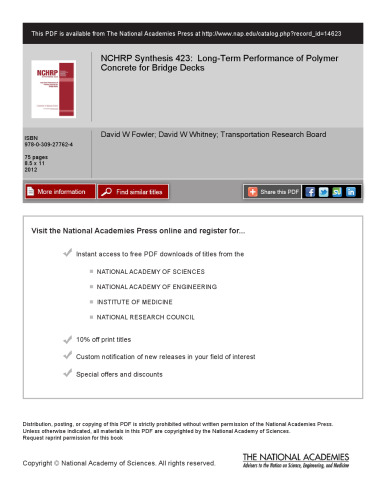 Long-Term Performance of Polymer Concrete for Bridge Decks - A Synthesis of Highway Practice