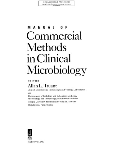 Manual of Commercial Methods in Clinical Microbiology