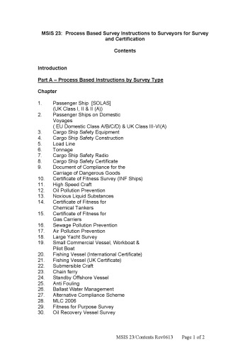 Survey and Certification Policy - Instructions for the Guidance of Surveyors
