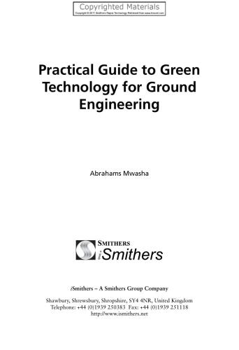 Practical Guide to Green Technology for Ground Engineering