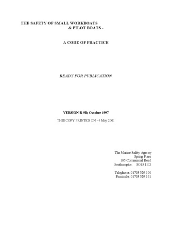 Safety of Small Workboats and Pilot Boats - A Code of Practice