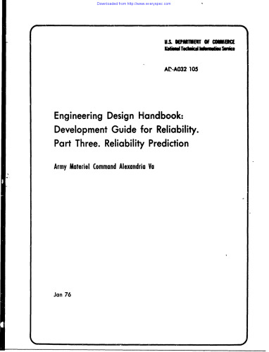 Engineering Design Handbook - Development Guide for Reliability, Part Three - Reliability Prediction