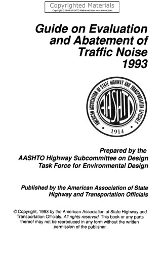 Guide on Evaluation and Abatement of Traffic Noise