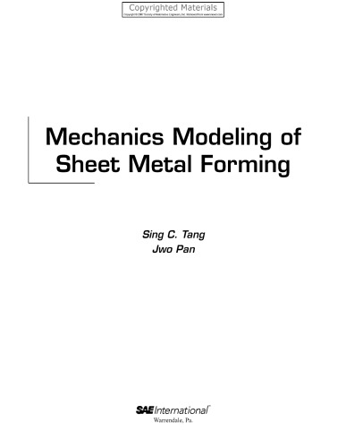 Mechanics Modeling of Sheet Metal Forming