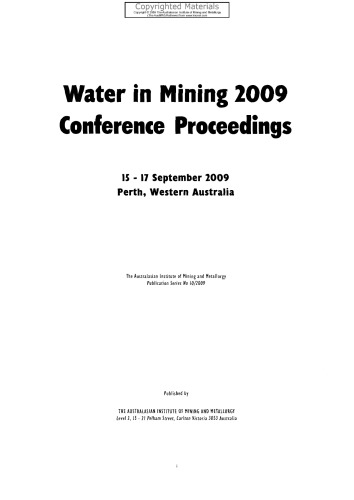 Water in Mining Conference Proceedings 2009