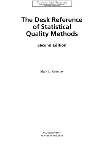 Desk Reference of Statistical Quality Methods