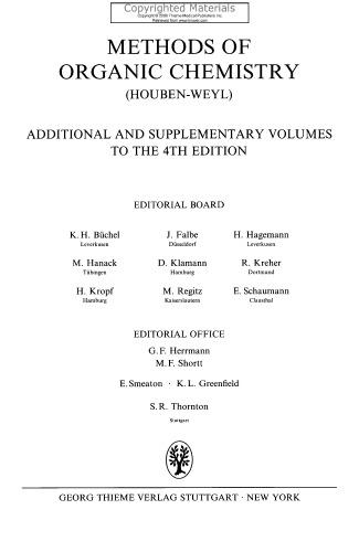 Houben-Weyl Methods in Organic Chemistry, Volume E10 - Organo-Fluorine Compounds, Volumes 1-5